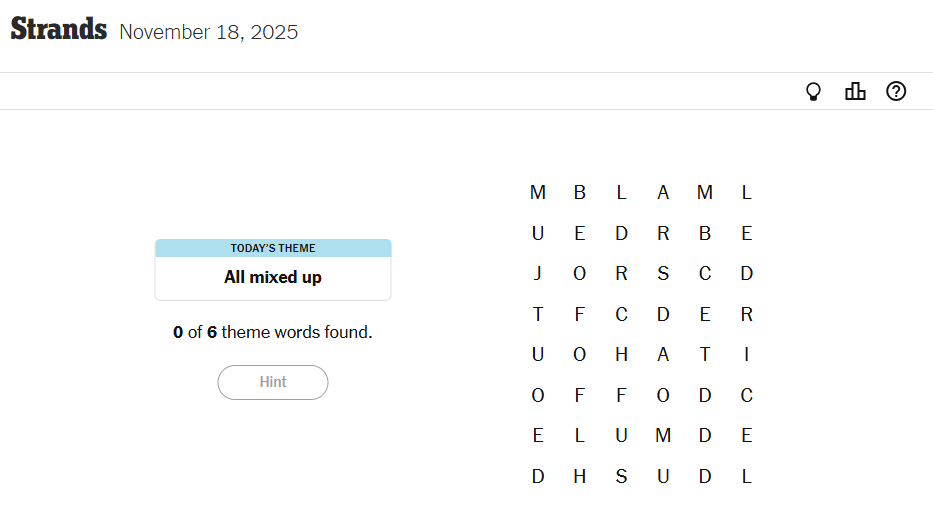 Today’s NYT Strands Clues For November 18, 2025